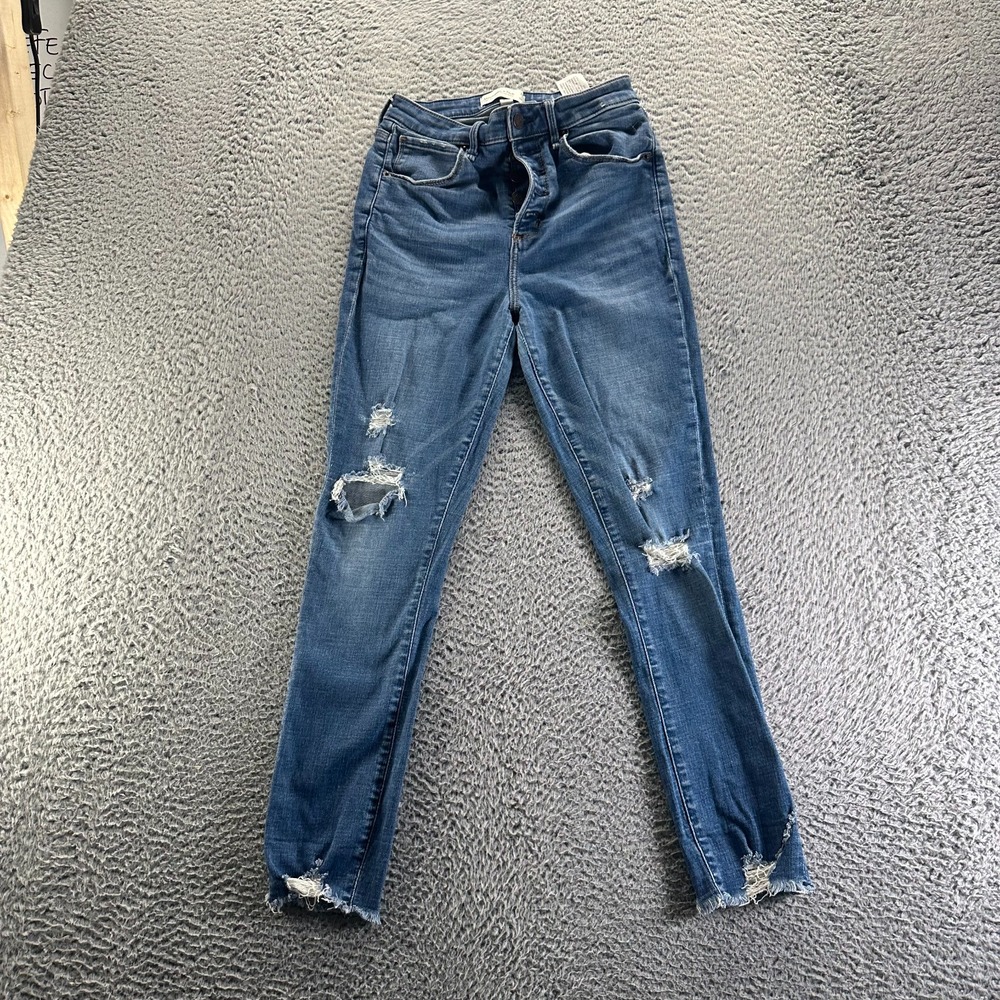 Abercrombie & Fitch Curve Love Jeans Womens 2 Blue Denim Skinny Ankle Button Fly